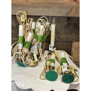 Vintage Brass Electric Window Candle‎ Lot Of 10 Lights Original White 7In